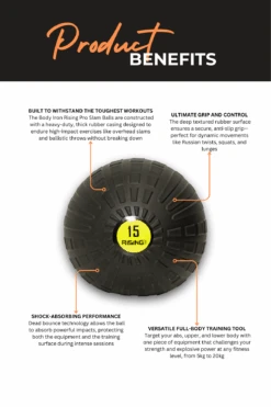 Body Iron Rising Pro Commercial Slam Ball 15kg -World Fitness 10 395b1943 fbba 4491 860e 732386864a42