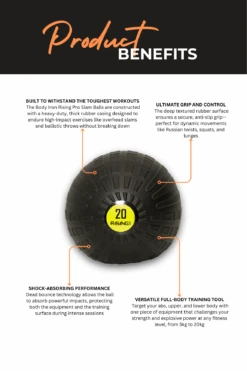 Body Iron Rising Pro Commercial Slam Ball 20kg -World Fitness 12 be9c166f 61e0 4f4c 9445 a15deecbcc75