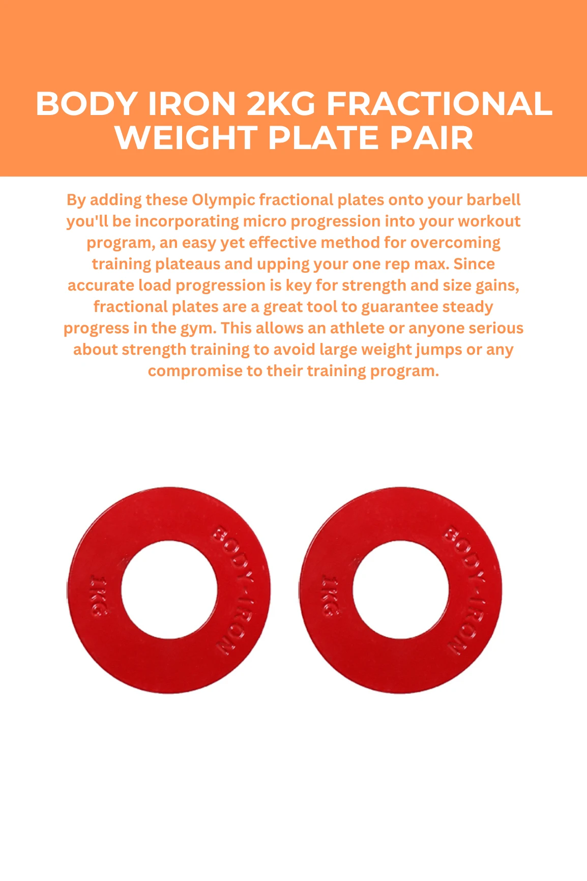 Body Iron 2kg Fractional Weight Plate Pair 5 Body Iron 2kg Fractional Weight Plate Pair - Image 3