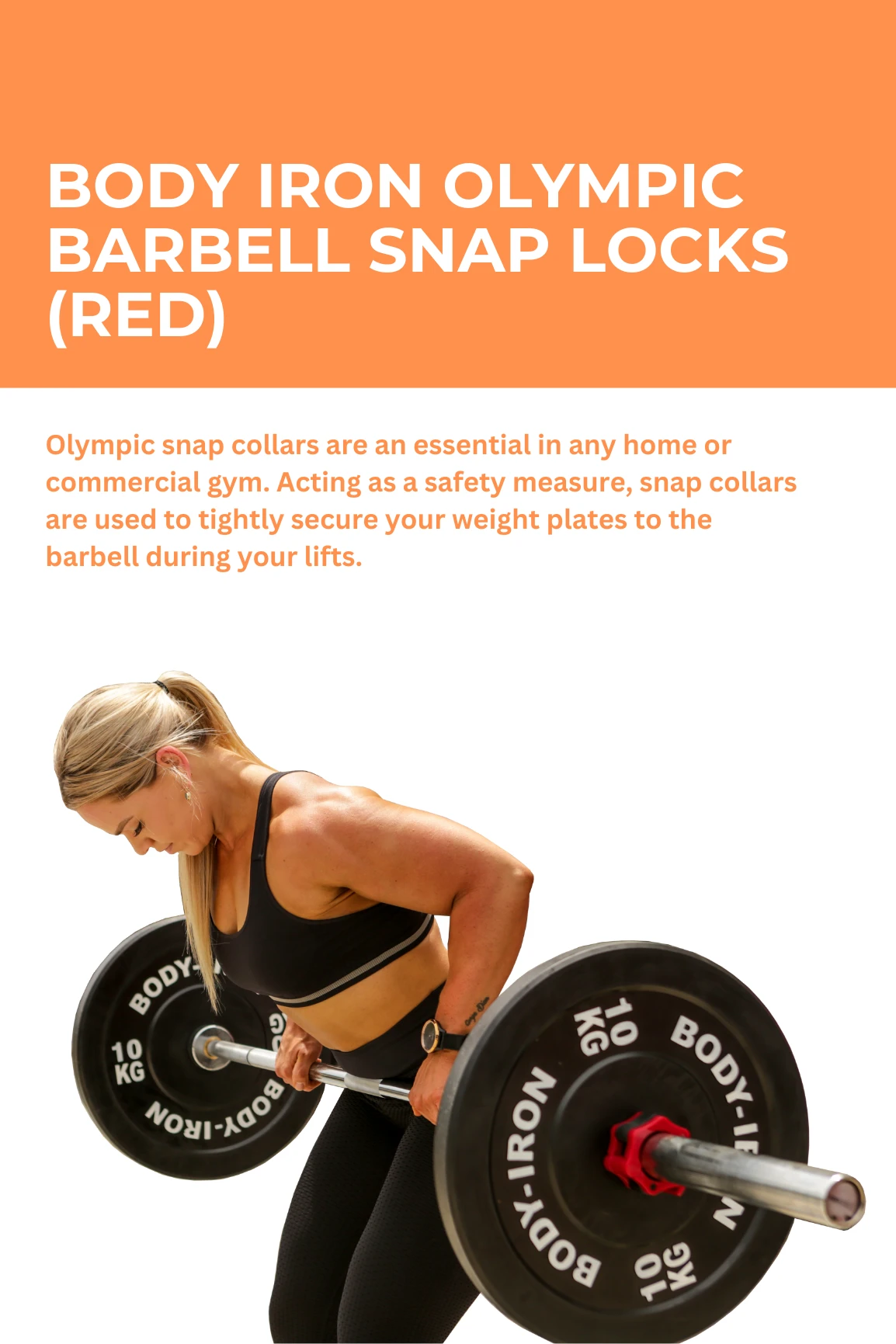 Body Iron Olympic Barbell Snap Locks (Red) 4 Body Iron Olympic Barbell Snap Locks (Red) - Image 2