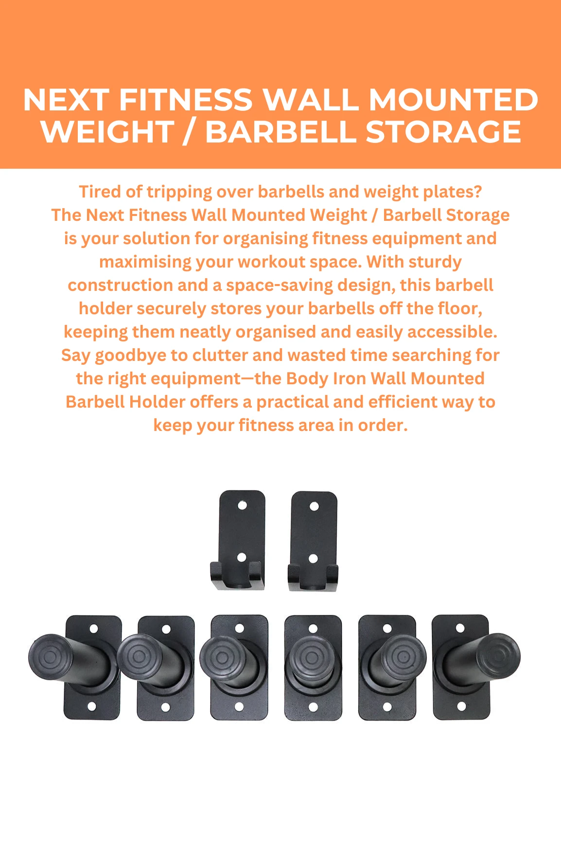 Next Fitness Wall Mounted Weight / Barbell Storage 4 Next Fitness Wall Mounted Weight / Barbell Storage - Image 2