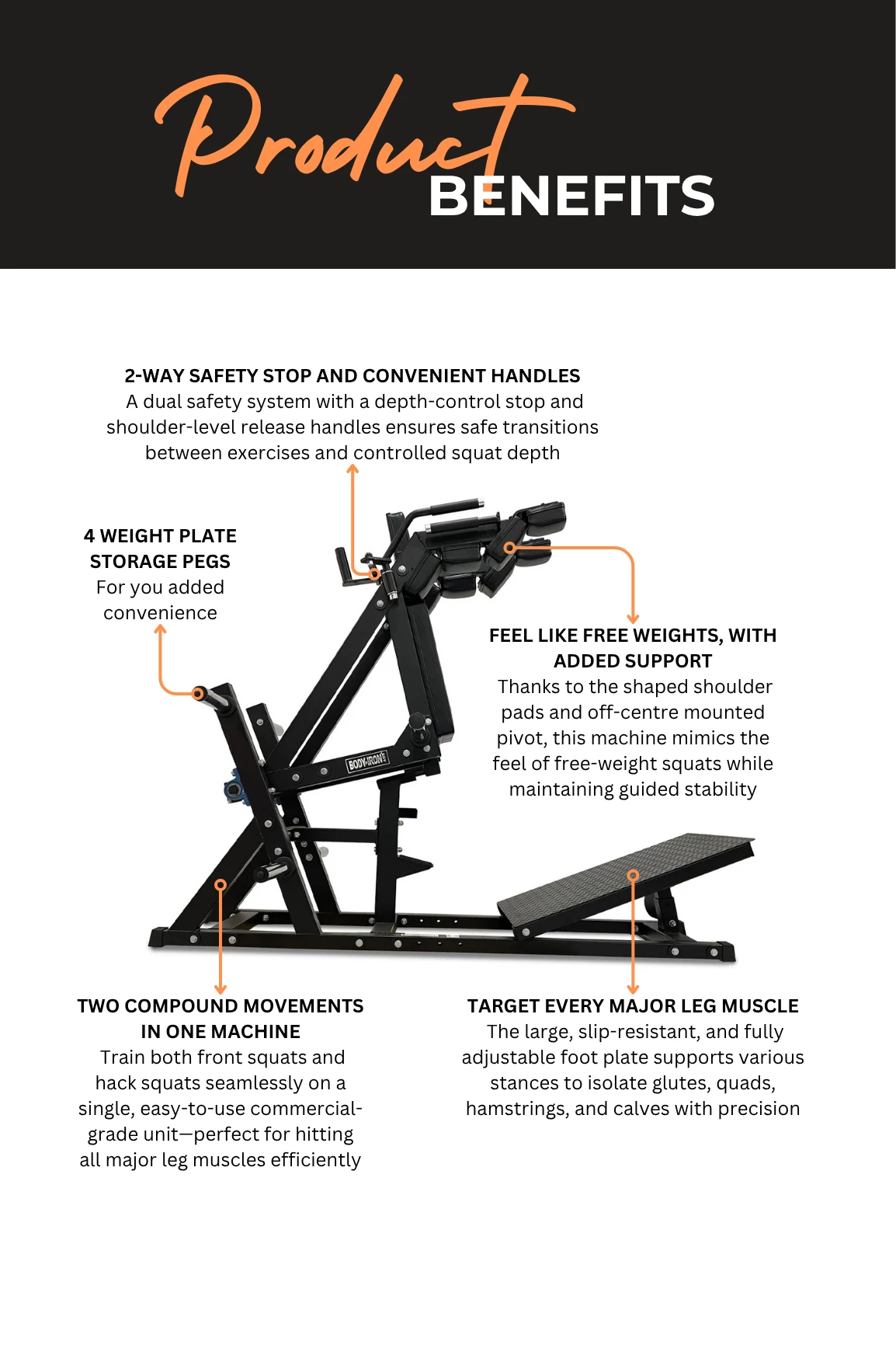 Body Iron Front Squat & Hack Squat Machine Commercial V2 5 Body Iron Front Squat & Hack Squat Machine Commercial V2 - Image 3