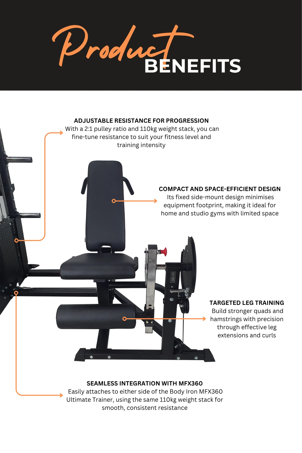 Body Iron MFX360 Leg Extension Curl Attachment 5 Body Iron MFX360 Leg Extension Curl Attachment - Image 3