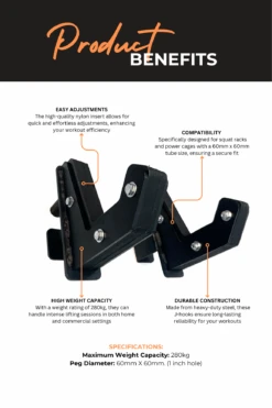 Body Iron Sandwich J-Hook 60mm X 60mm Pair 9 Body Iron Sandwich J-Hook 60mm X 60mm Pair -World Fitness 3 04fd0435 c3bc 4dd1 9042 ba3118c87cf0