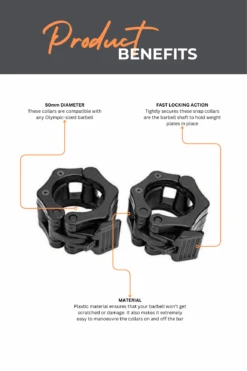 Body Iron Olympic Barbell Snap Locks (Black) -World Fitness 3 af14ead0 1066 43fc a518 6a5d343e73db