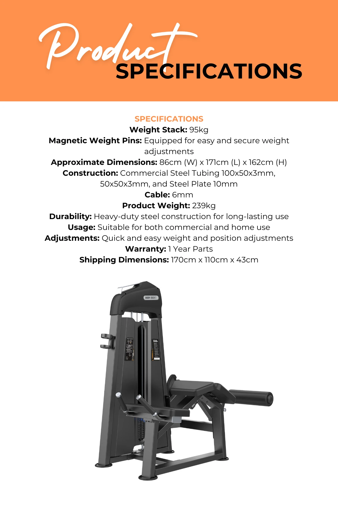 Body Iron Commercial Pro Prone Leg Curl 6 Body Iron Commercial Pro Prone Leg Curl - Image 4