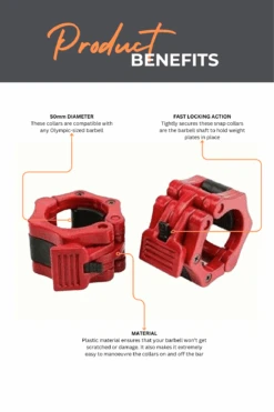 Body Iron Olympic Barbell Snap Locks (Red) 10 Body Iron Olympic Barbell Snap Locks (Red) -World Fitness 3 cefc1266 8694 4035 9fae f28a2f69e602