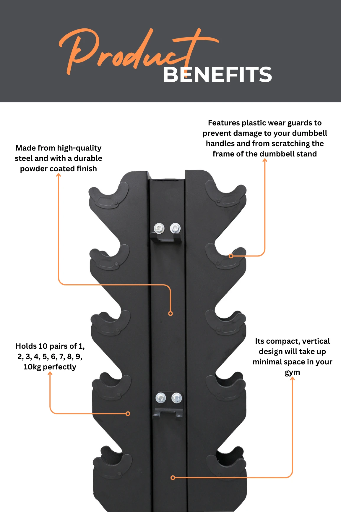 Body Iron Commercial Vertical Hex Dumbbell Rack 10 Pairs 5 Body Iron Commercial Vertical Hex Dumbbell Rack 10 Pairs - Image 3