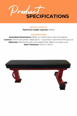 Body Iron Commercial Flat Bench Red Frame -World Fitness 6 9fc571b3 17a4 4910 921d 8f03deb1dce1