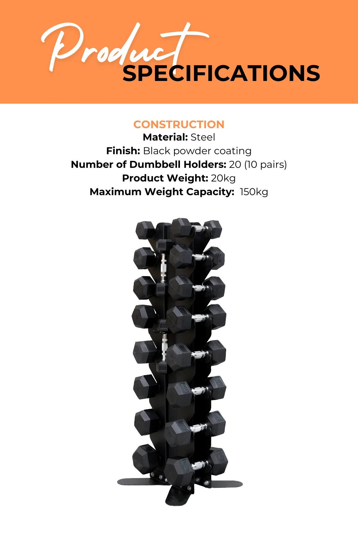Body Iron Commercial Vertical Hex Dumbbell Rack 10 Pairs 6 Body Iron Commercial Vertical Hex Dumbbell Rack 10 Pairs - Image 4