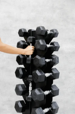 Body Iron Commercial 135kg Hex Dumbbell Package -World Fitness BodyIronHexDumbbellRackGIF 1