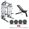 Body Iron All-In-One Functional Trainer FTG30 + Adjustable Bench + 120kg Olympic Barbell & Bumper Plate Set -World Fitness FTG30 Everlast Utility FID Benchsss