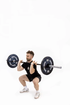 Body Iron 7ft Obsidian Commercial Olympic Barbell Rated 2000lbs -World Fitness barbellfrontsquat